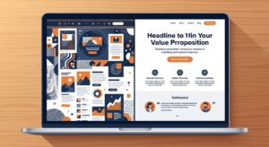 Comparação entre site bonito e web design orientado a conversão em laptop moderno